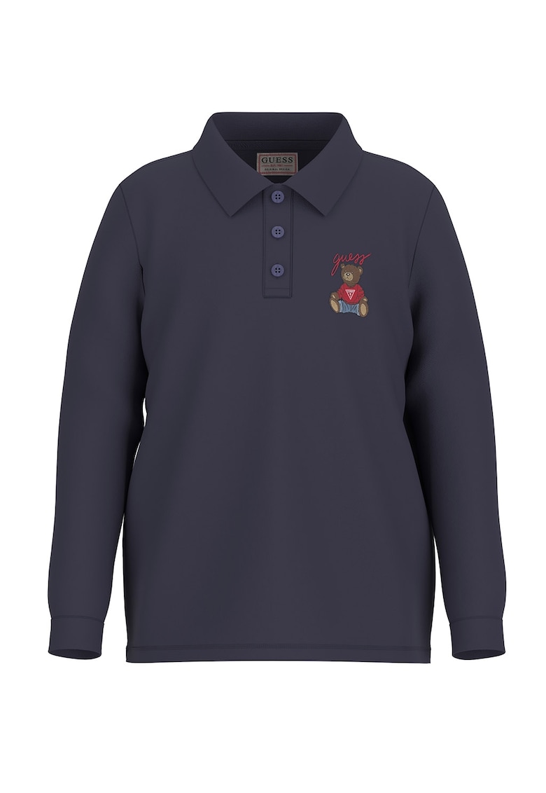 Bluza polo cu broderie logo - Albastru prafuit