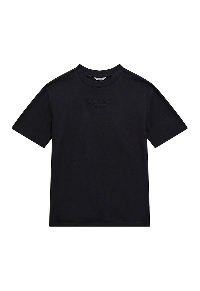 Tricou din bumbac cu logo discret - Negru