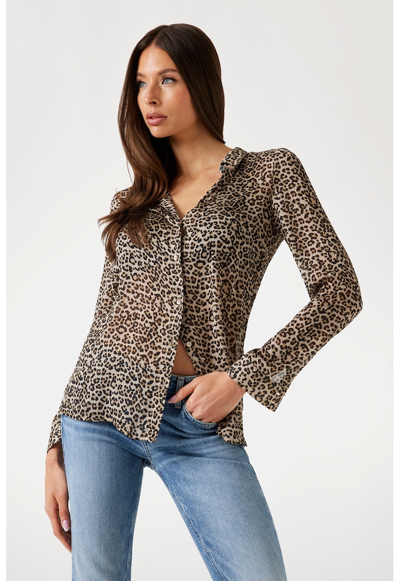 Camasa slim fit cu animal print