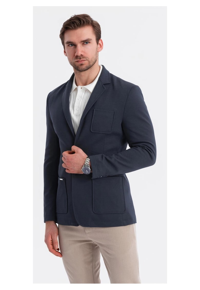 Sacou slim-fit cu buzunar pe piept