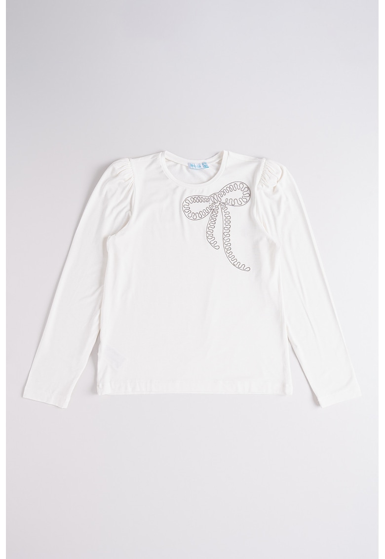 Bluza regular fit cu margele - Alb