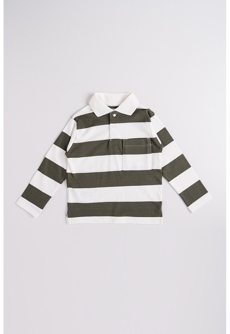 Bluza polo in dungi - Alb/Verde