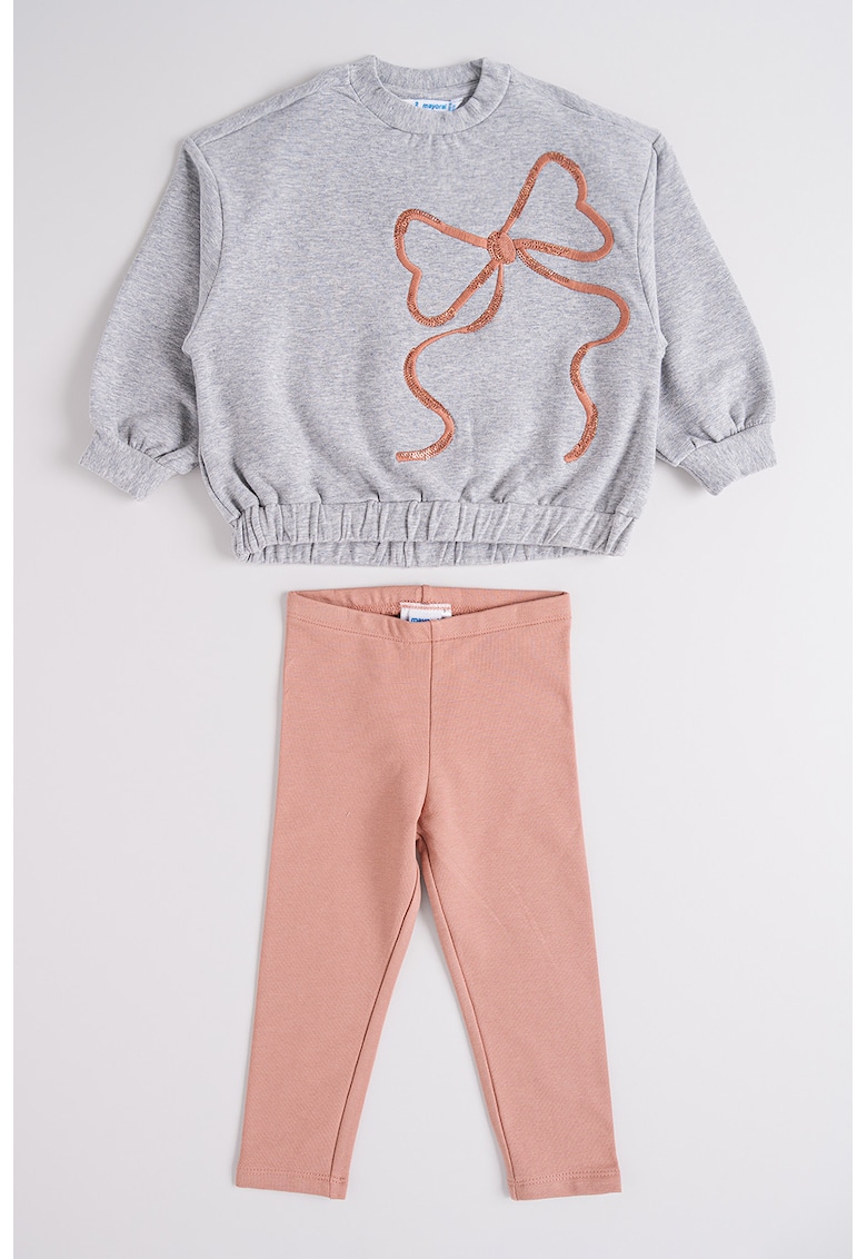 Set de bluza sport si colanti - Gri melange/Roz prafuit