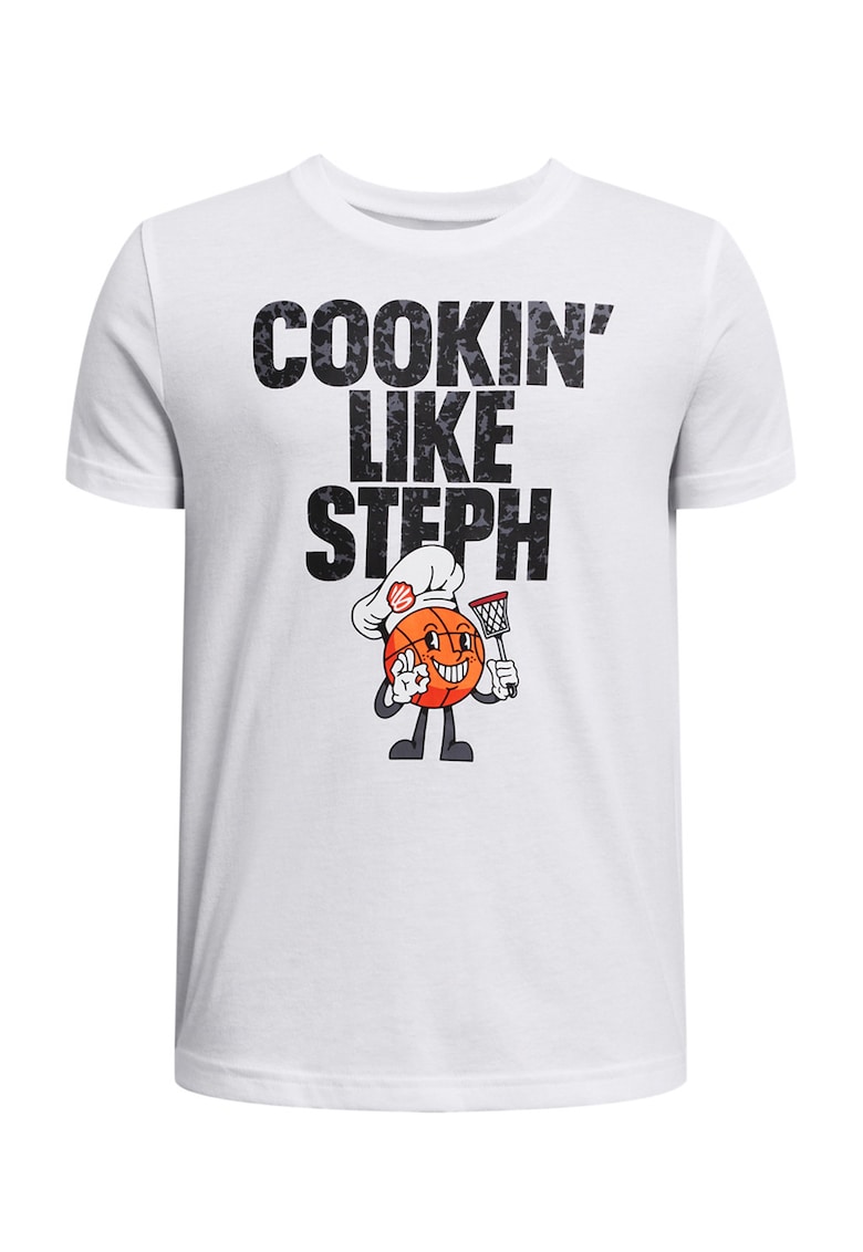 Tricou cu imprimeu text pentru baschet - Negru stins/Portocaliu mandarina/Alb optic