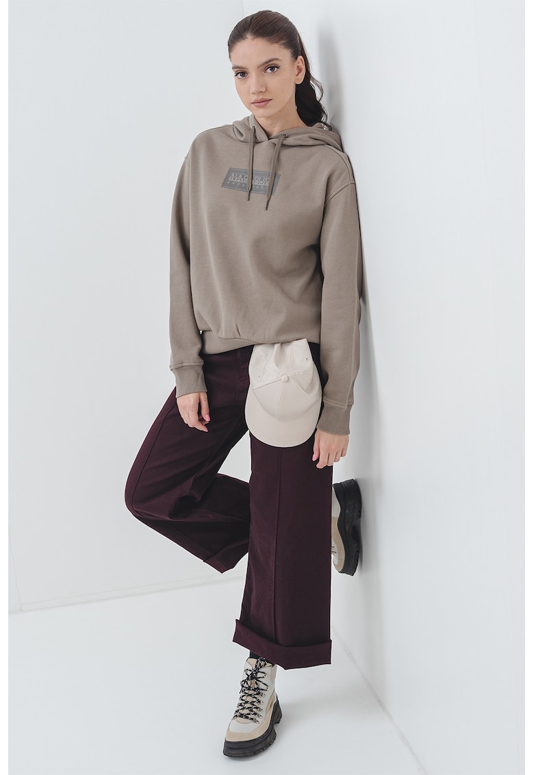 Hanorac relaxed fit cu logo - Kaki