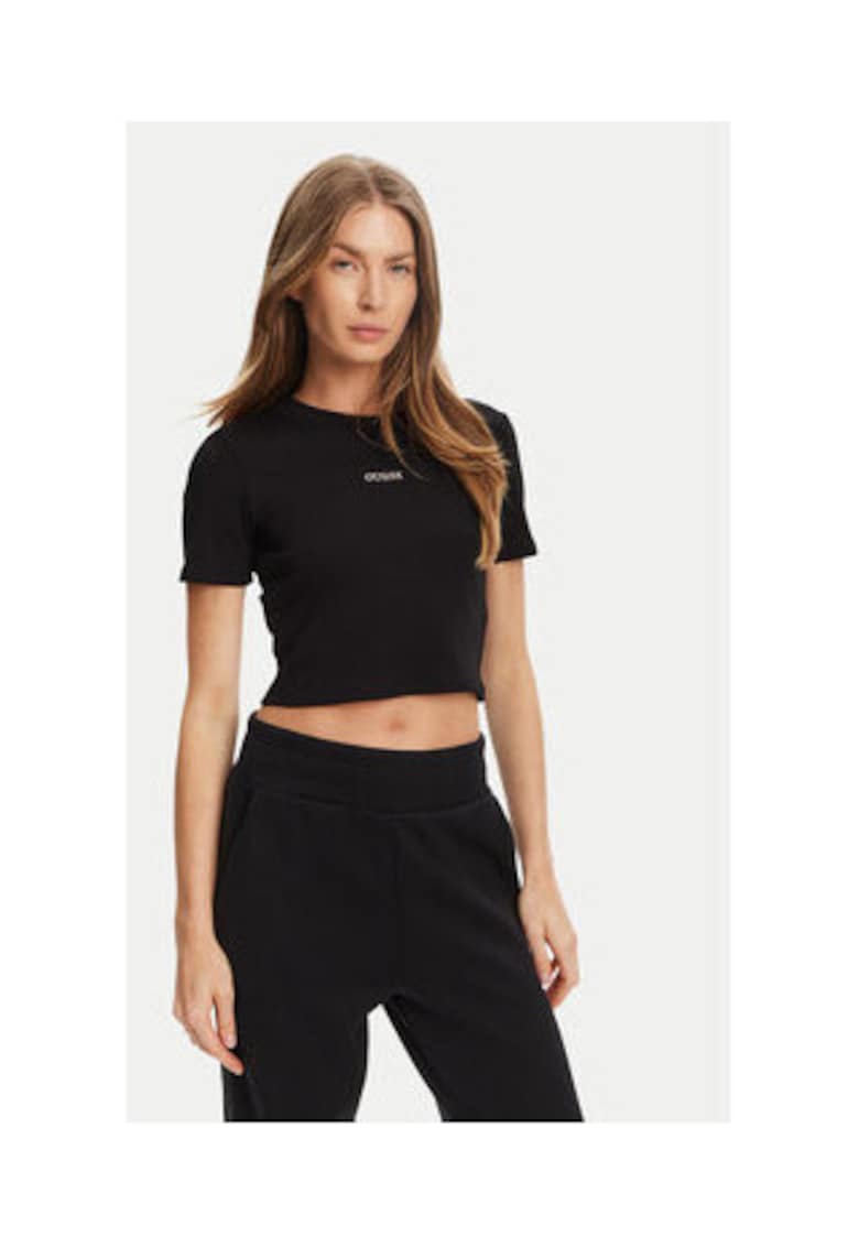 Tricou scurt din amestec de viscoza cu logo brodat