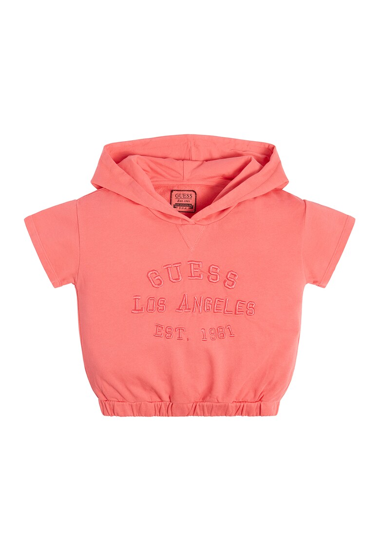 Tricou cu gluga si logo - Portocaliu