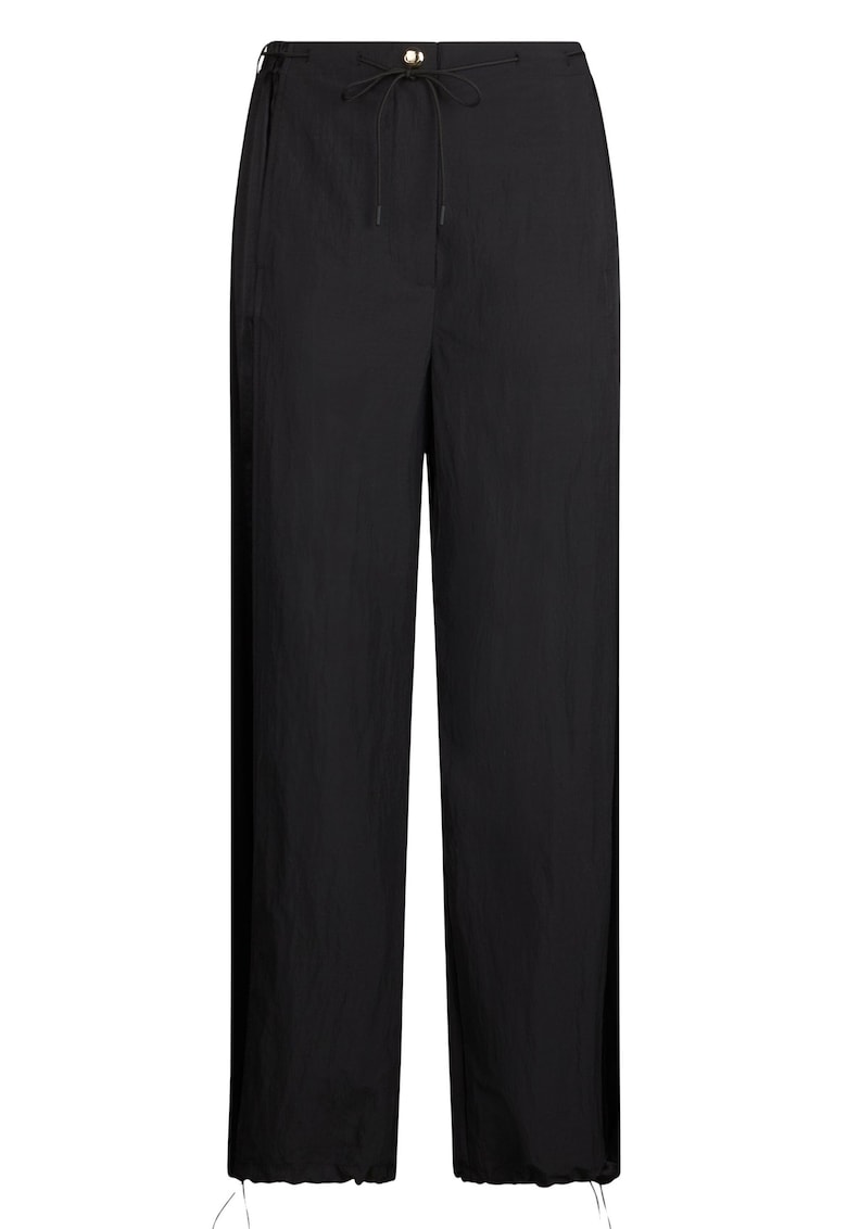 Pantaloni cu croiala ampla si insertii de satin - Negru