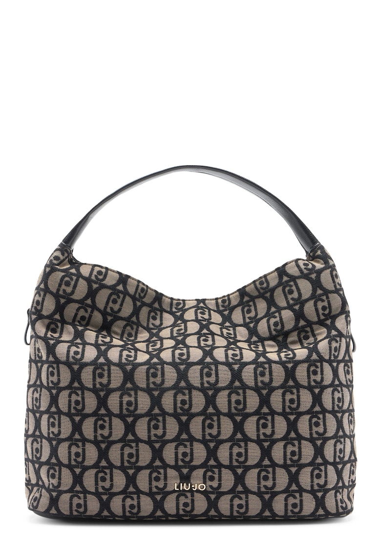 Geanta hobo cu logo - Negru/Bej