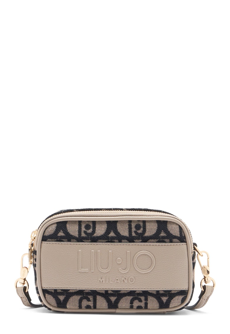 Geanta crossbody cu logo - Negru/Bej