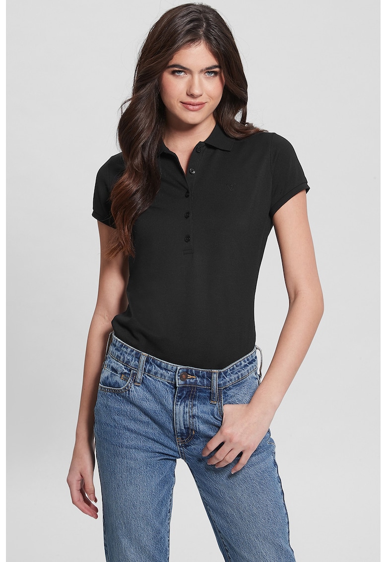 Tricou polo cu model uni - Negru
