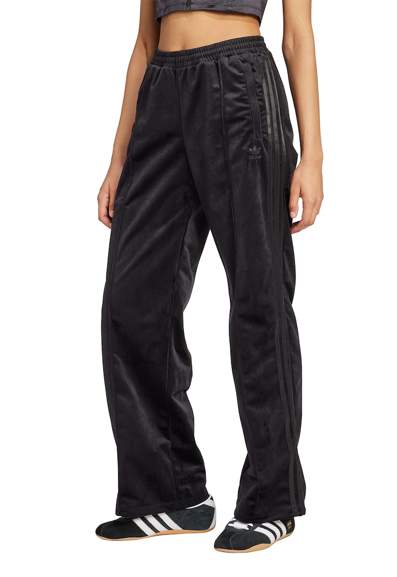 Pantaloni de trening din velur cu dungi laterale - Negru