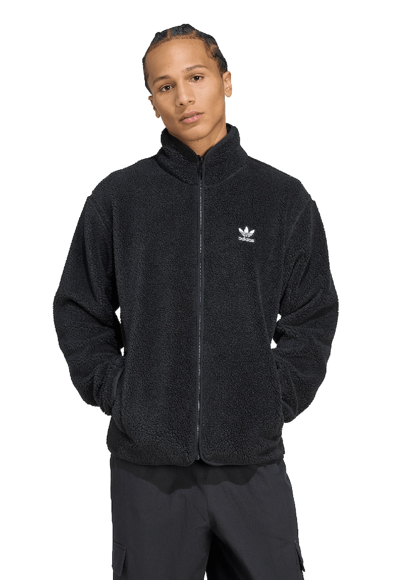 Jacheta lejera din material fleece - Negru