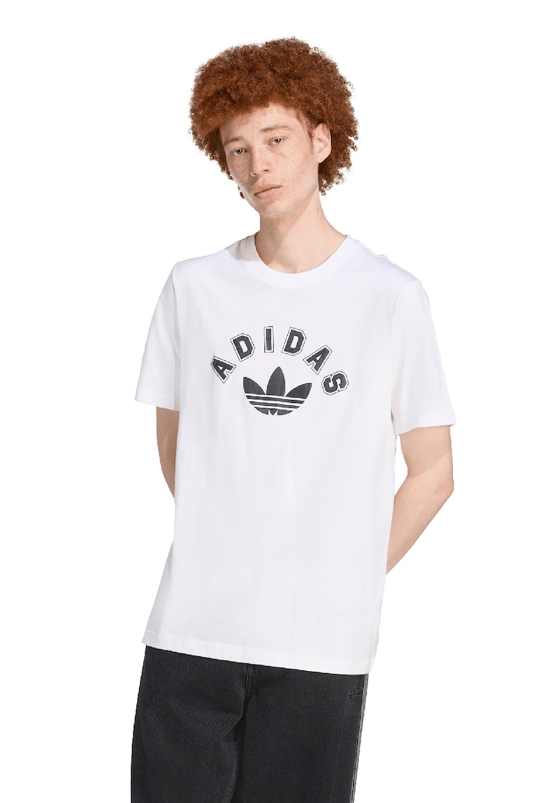 Tricou din bumbac cu imprimeu logo - Alb