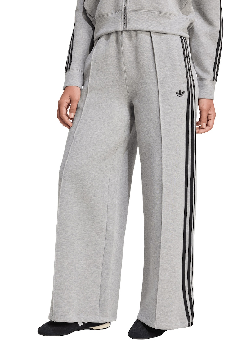 Pantaloni de trening cu croiala ampla si dungi laterale - Gri melange