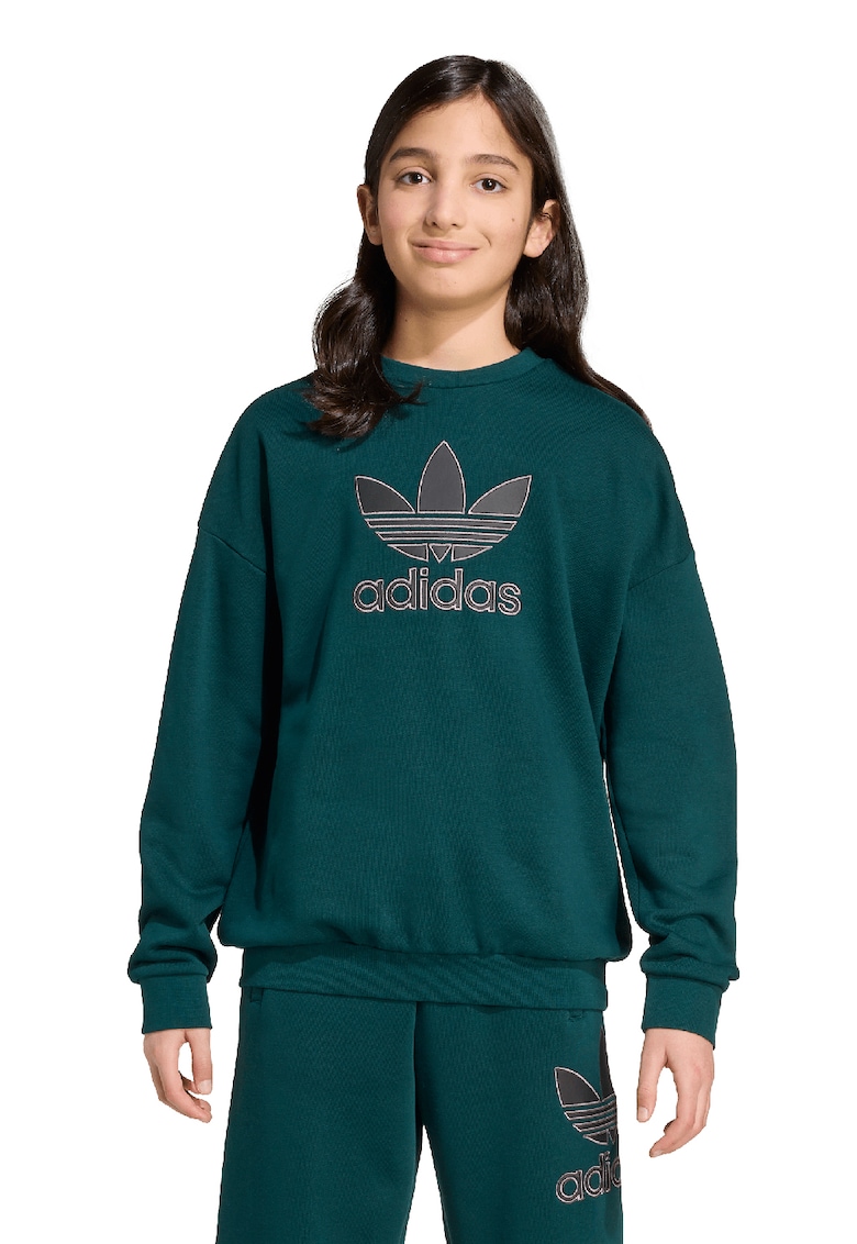 Bluza de trening cu logo Trefoil - Verde inchis/Verde englez