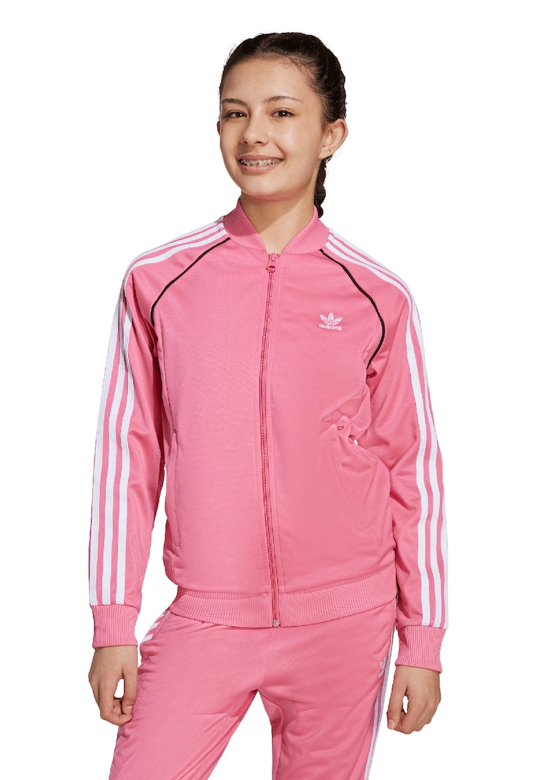 Oferte la Bluza de trening cu fermoar si broderie logo - Alb/Roz pastel