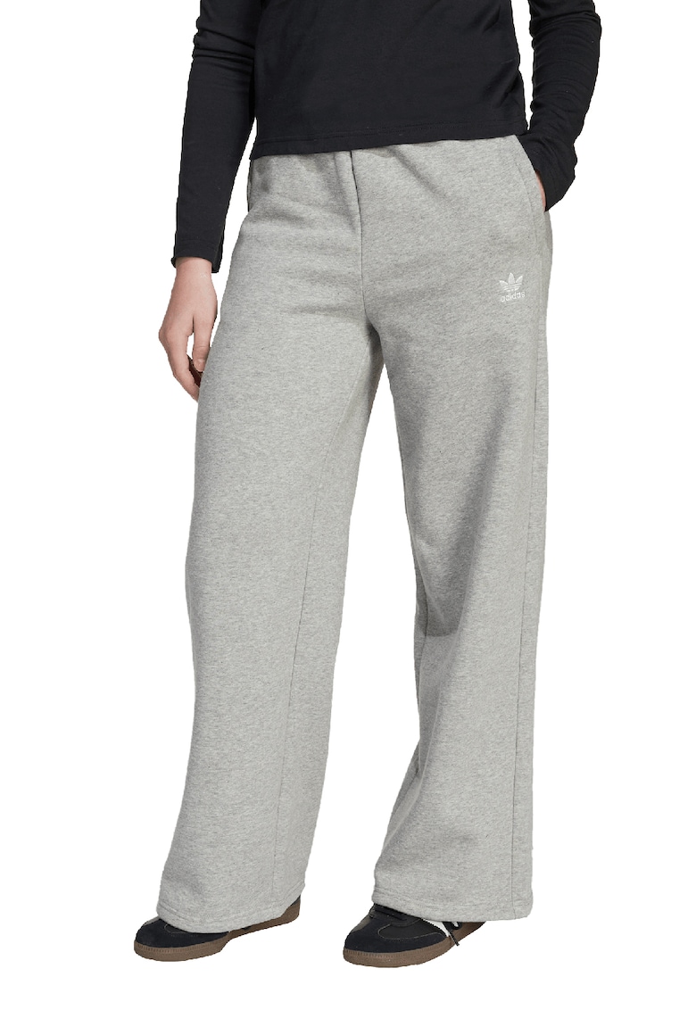 Pantaloni de trening cu croiala ampla si talie inalta - Gri melange