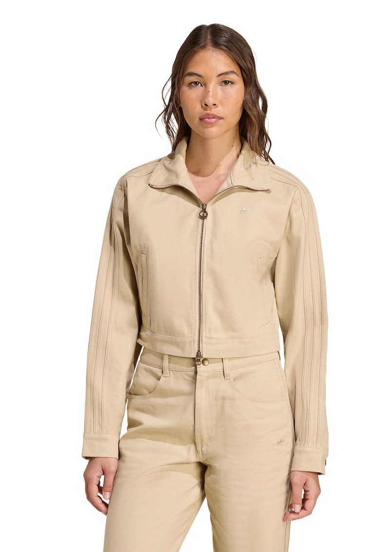 Jacheta crop de bumbac - Bej deschis