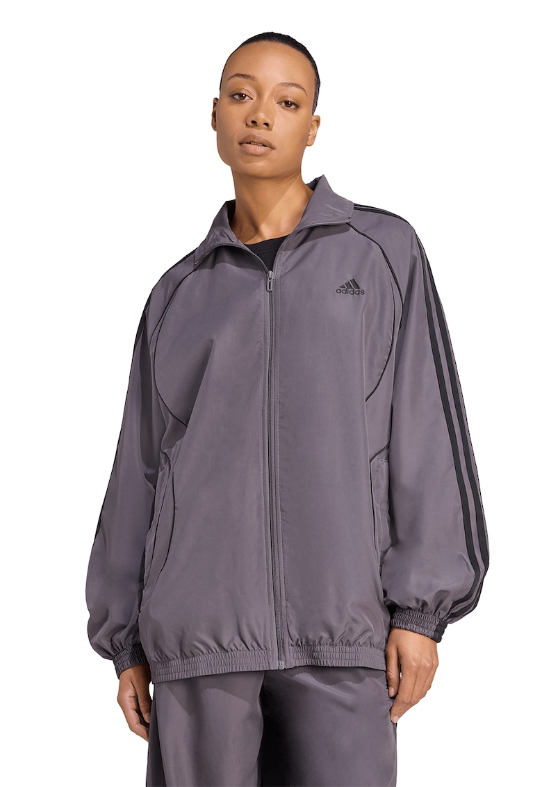 Bluza lejera de trening cu fermoar - Negru stins/Gri inchis