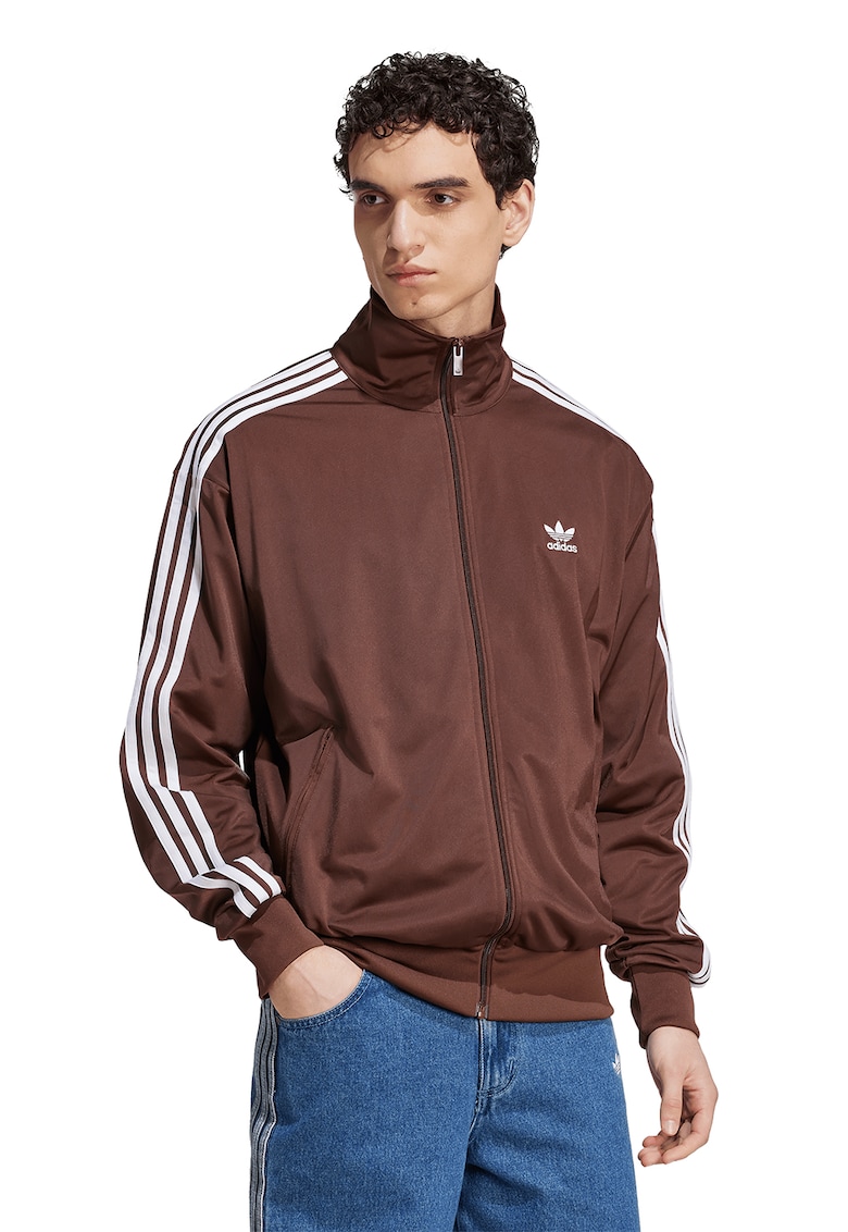 Bluza de trening cu fermoar si guler inalt Firebird - Maro/Alb optic