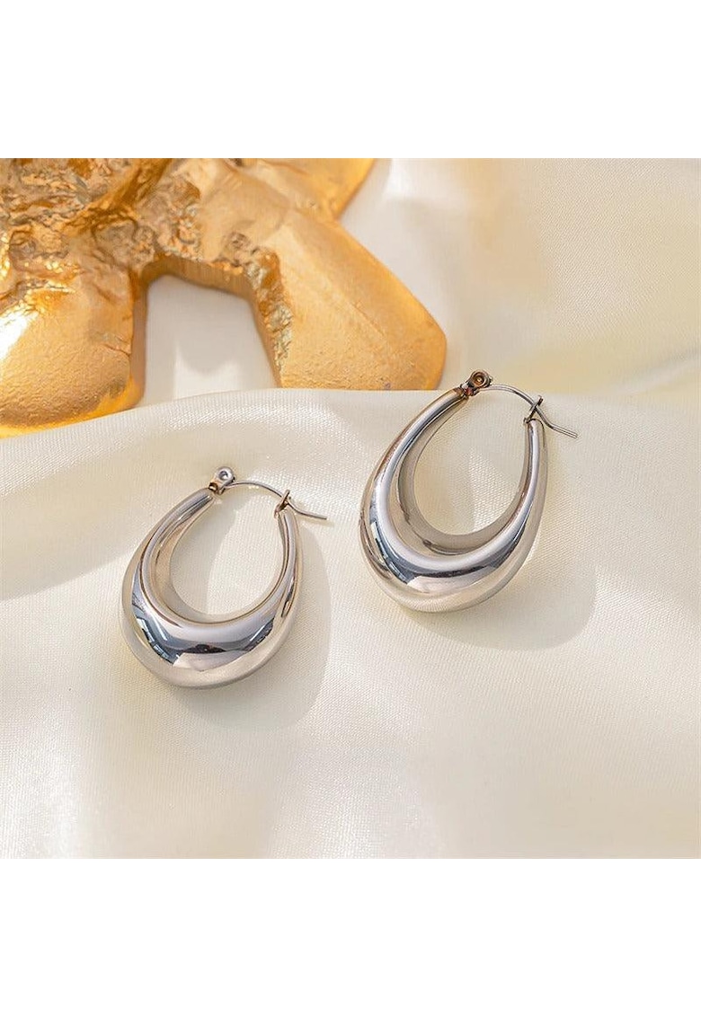 Cercei argintii - din otel inoxidabil - suflati cu aur 18k - Barry C2