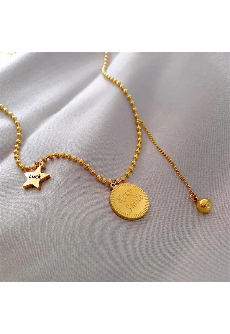 Colier auriu - din otel inoxidabil - cu steluta norocoasa - suflat cu aur 18k - Anais C1