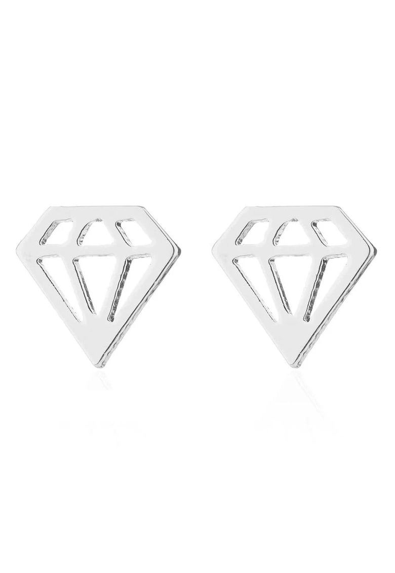 Cercei argintii - din otel inoxidabil - forma de diamant - suflati cu aur 18k - Freia C1