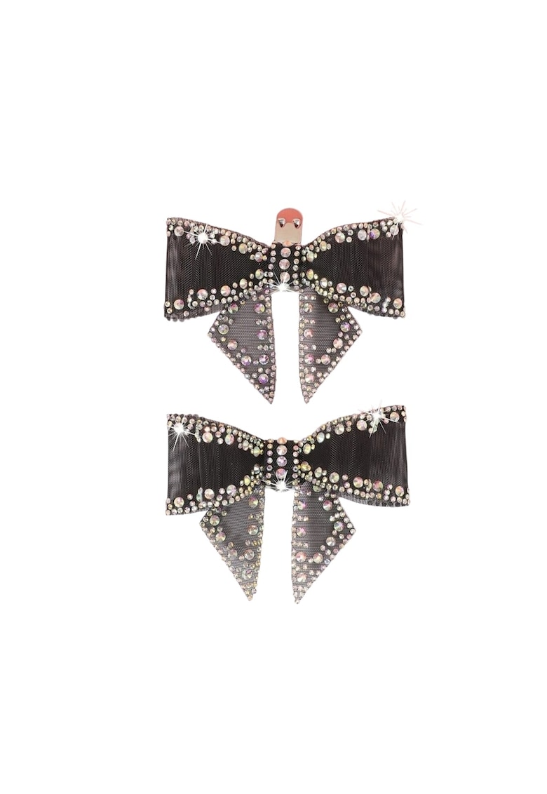 Set 2 brose - negre - pentru pantofi - cu clips si pietre - Ottine C6