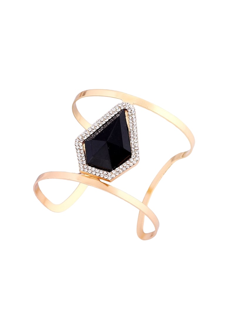 Bratara aurie - reglabila - cu piatra neagra - Selma C2 -