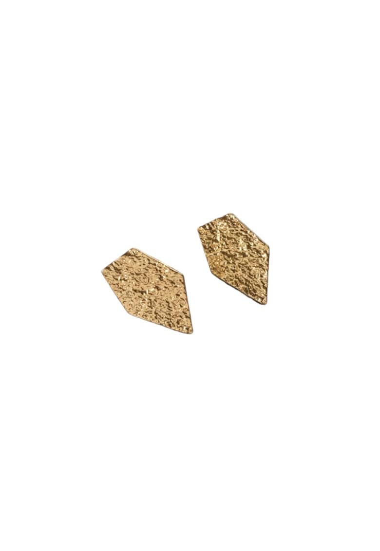 Cercei aurii - cu clips si textura incretita - Sandor C4 -