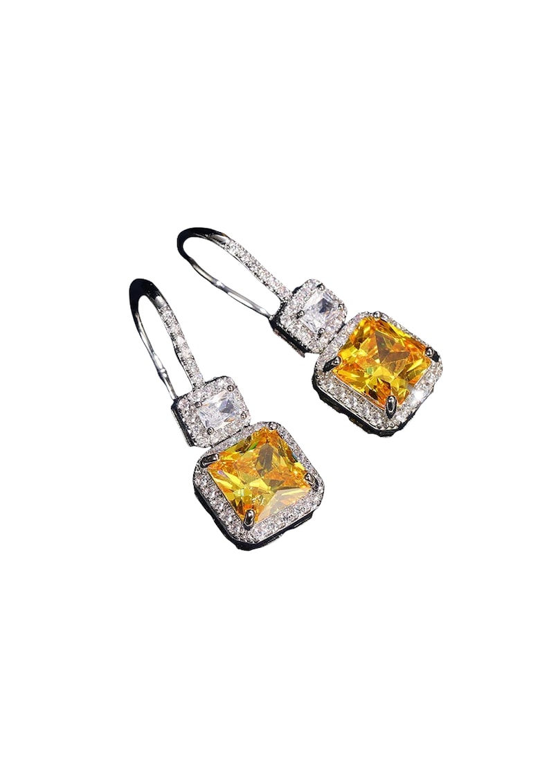 Cercei argintii -  cu pietre din zirconiu - 3 cm - Naime C13