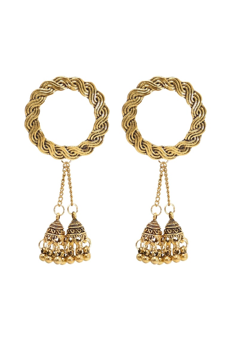 Cercei aurii - stil indian - cu clopotei - Sandra C20 -