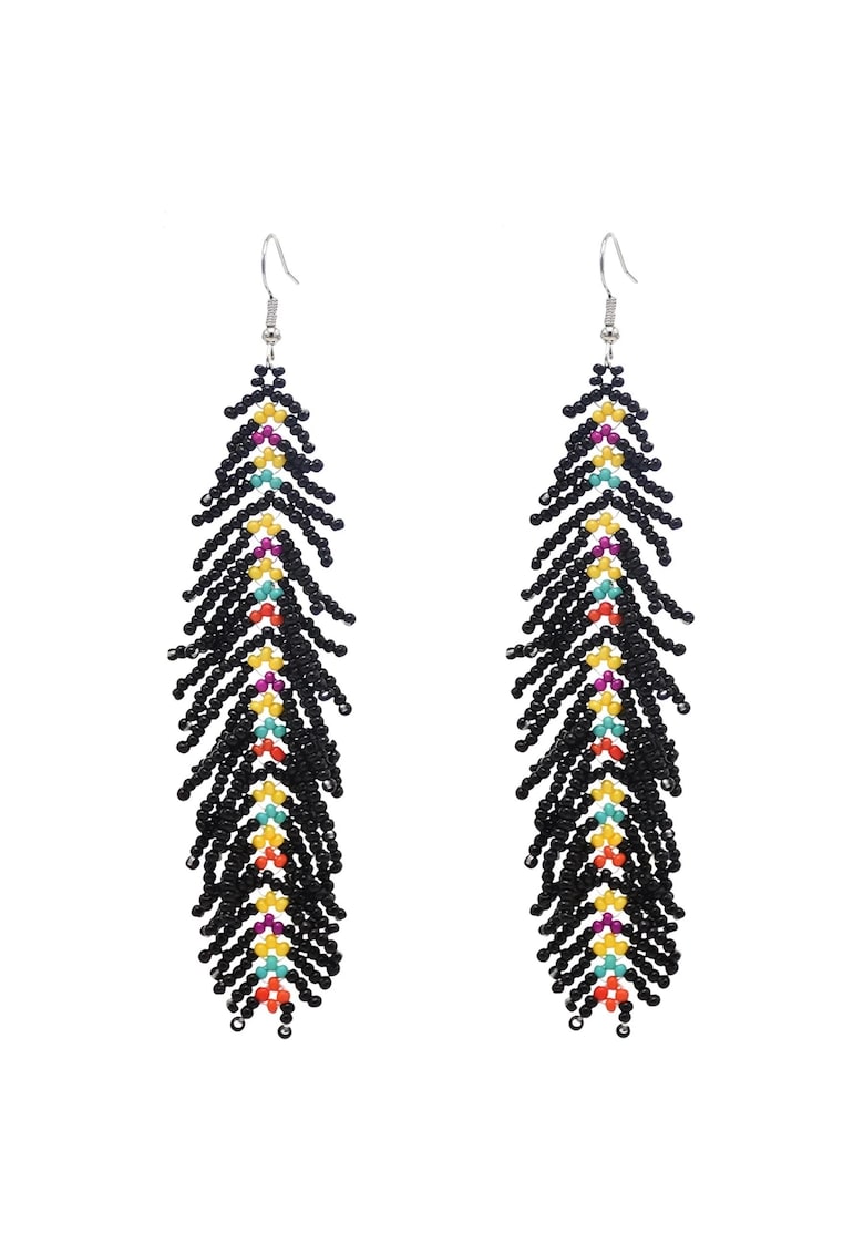 Cercei negri - lungi - cu margelute colorate - Paula C6 -