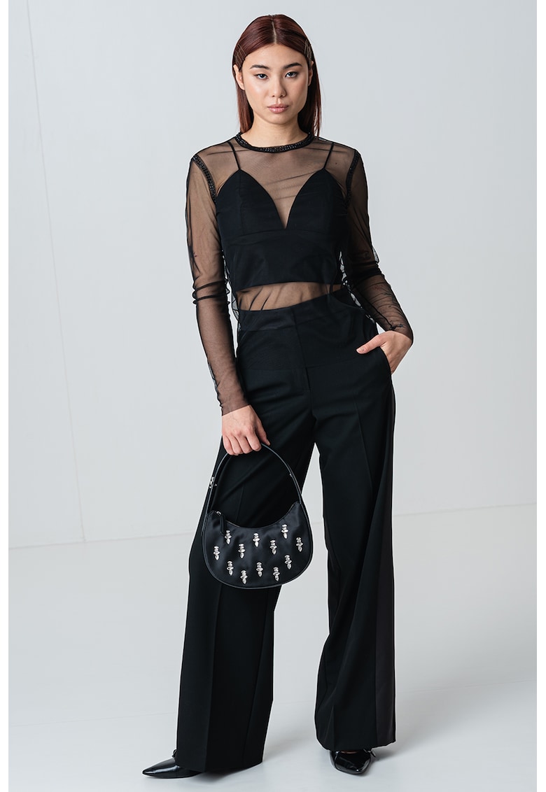 Oferte la Bluza de plasa cu strasuri - Negru