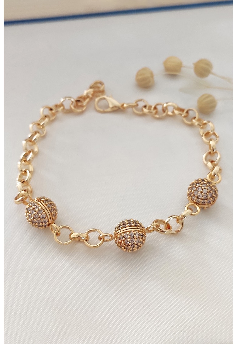 Bratara cu talismane cu zirconia - Auriu