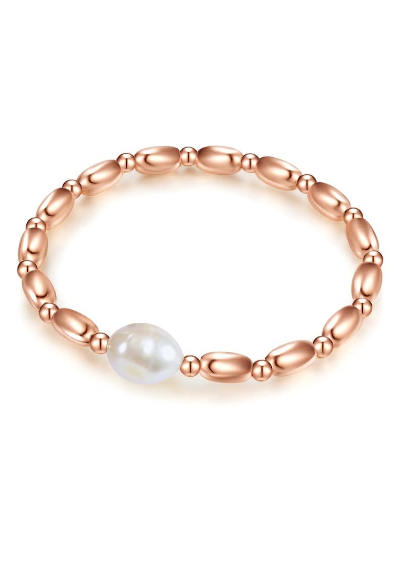 Bratara decorata cu perle de cultura - Auriu rose