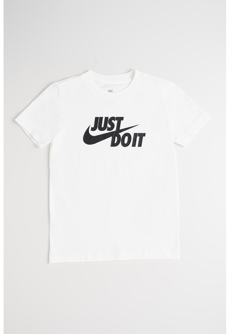 Tricou din bumbac cu decolteu la baza gatului - Alb