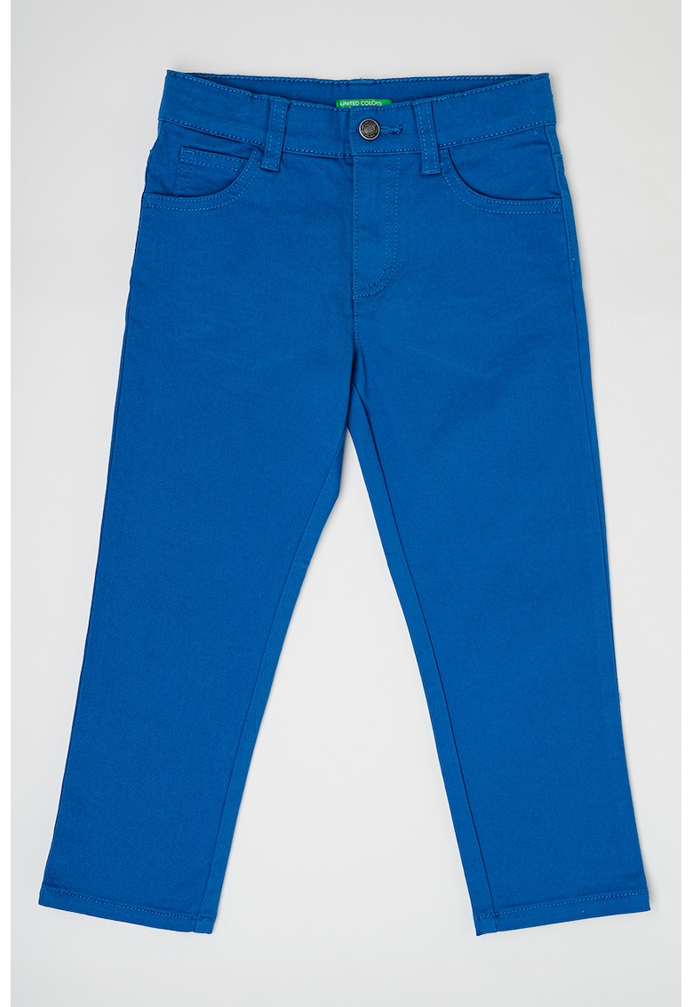 Pantaloni crop cu talie medie - Albastru inchis
