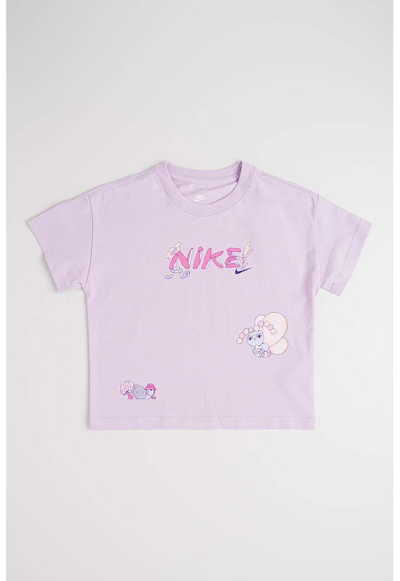 Tricou lejer cu imprimeu logo - Lila