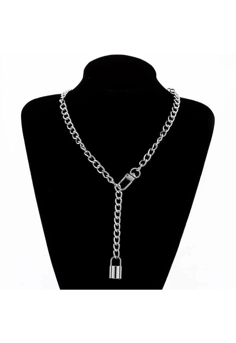 Colier argintiu - cu lacat - Debbi C15 -