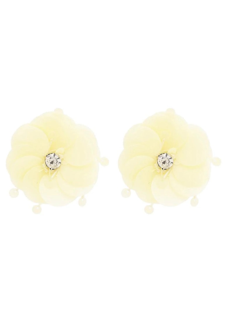 Cercei bej - forma de floare - cu pietre - Rosali C5 -