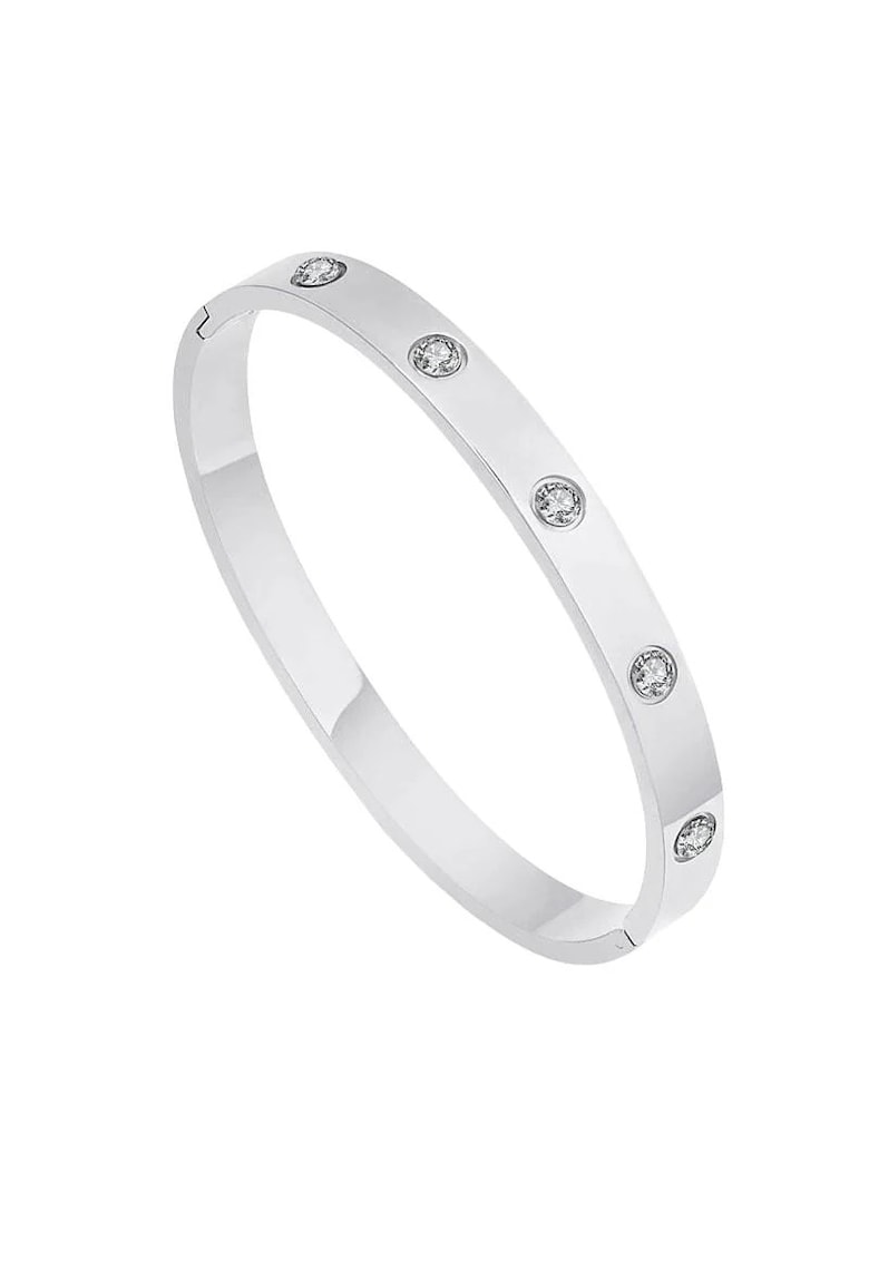 Bratara argintie - suflata cu aur 14k - cu pietre din zirconiu - Salina C3 -