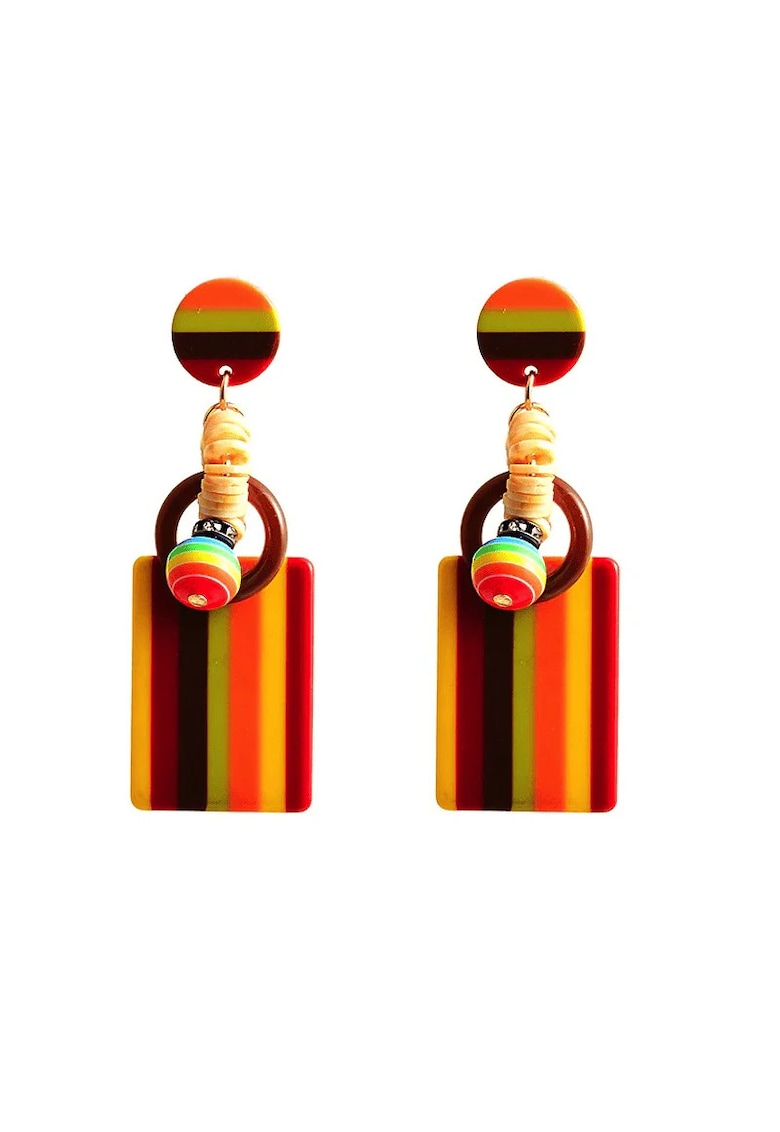 Cercei dreptunghiulari - multicolori - Wendy C2 -