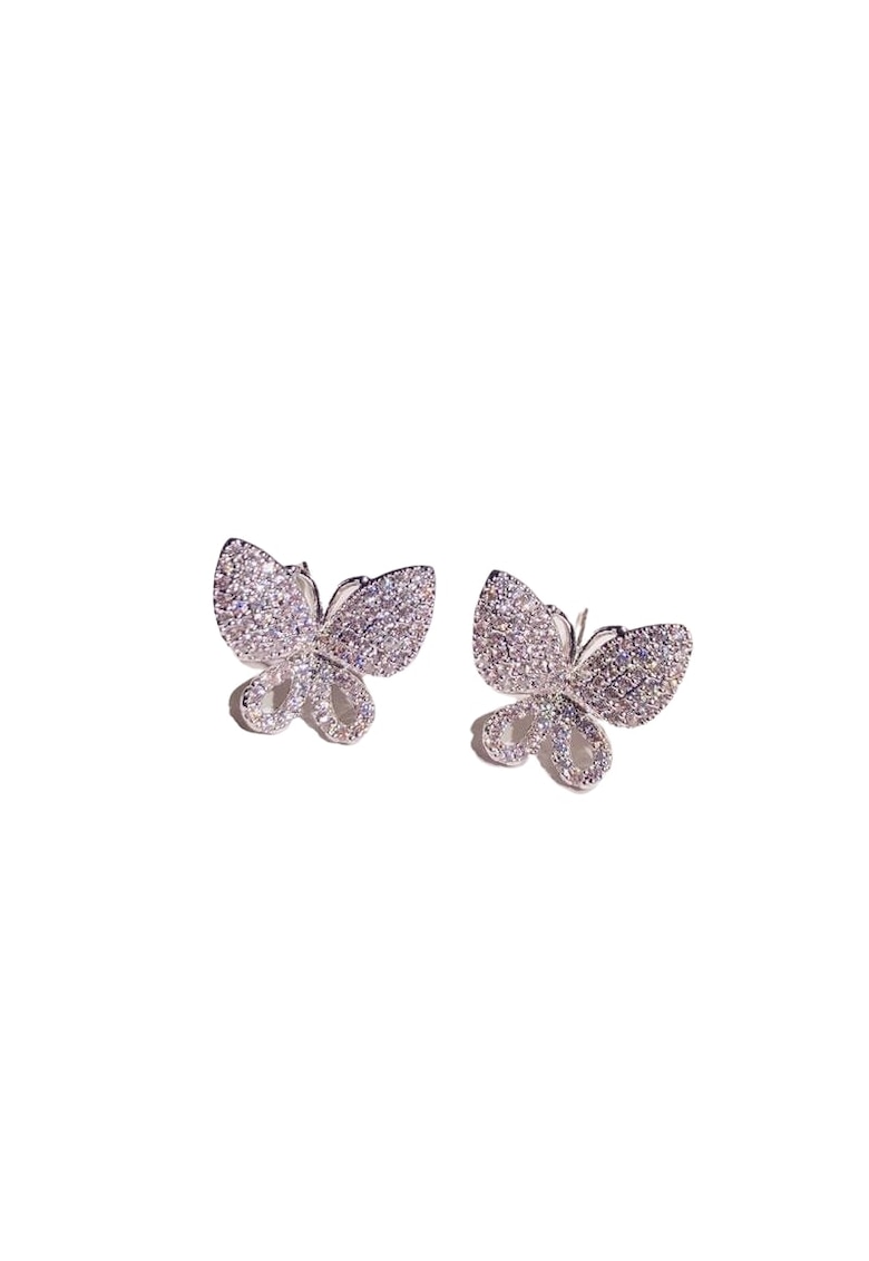 Cercei argintii - forma de fluture - cu pietre din zirconiu - Andreia C14 -