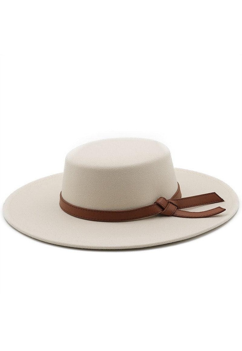 Palarie dama - stil canotiera - cu bor lat - Damita - - Bej