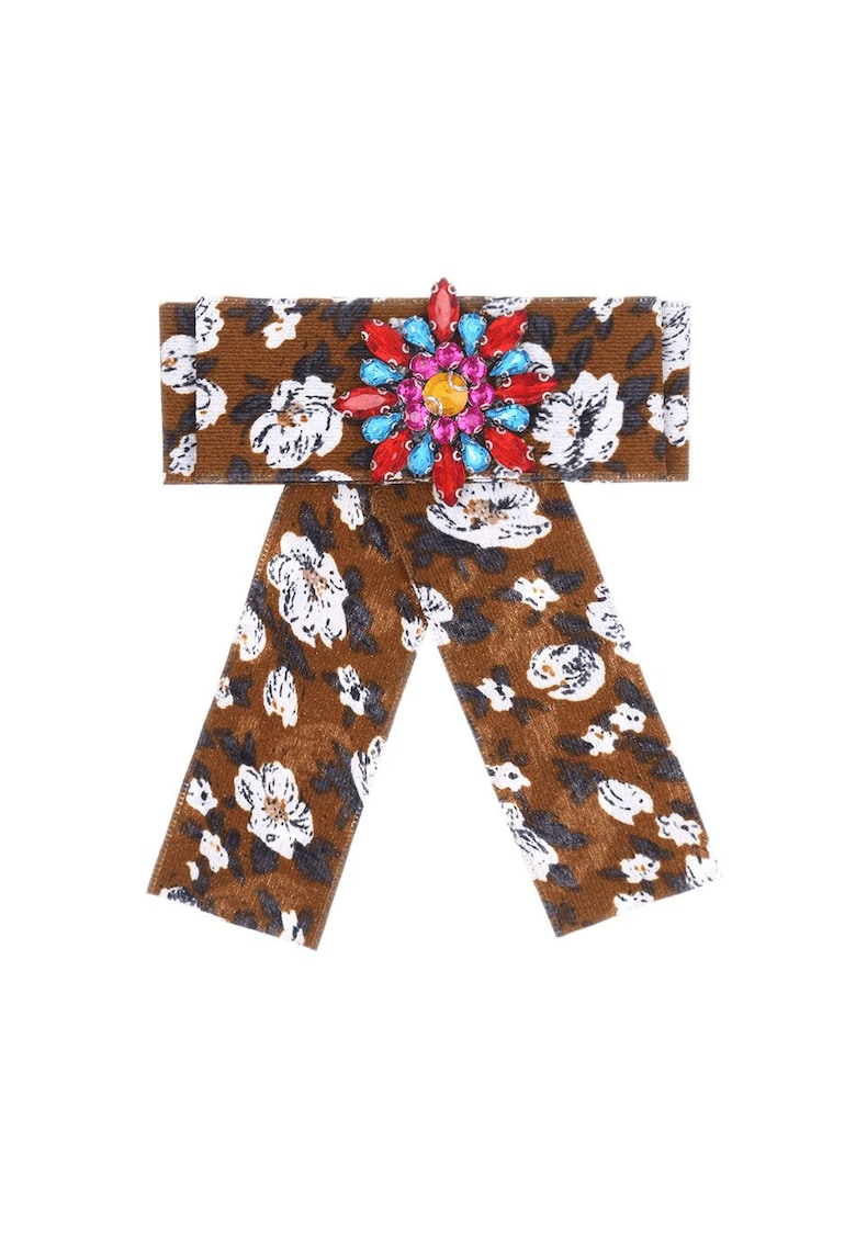 Brosa tip jabou - cu flori si pietre multicolore - Sabrin C21 - - Maro