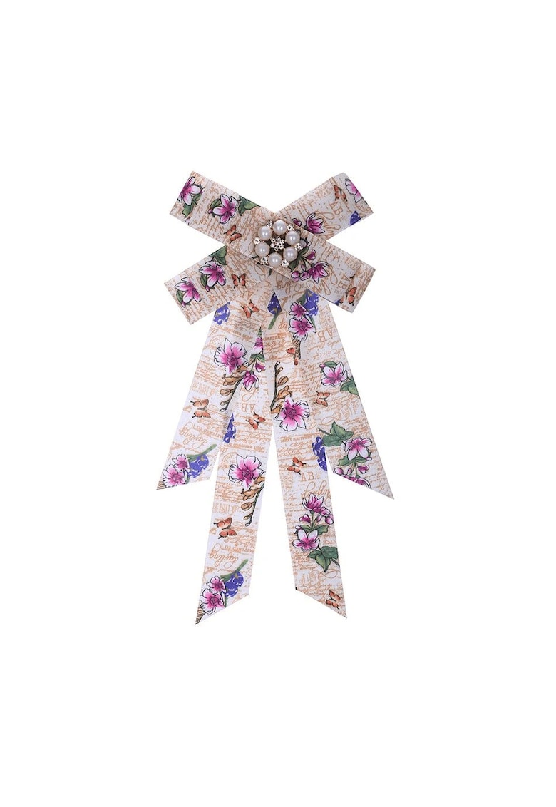 Brosa tip jabou - cu flori si perle - Sandrina C23 - - Bej