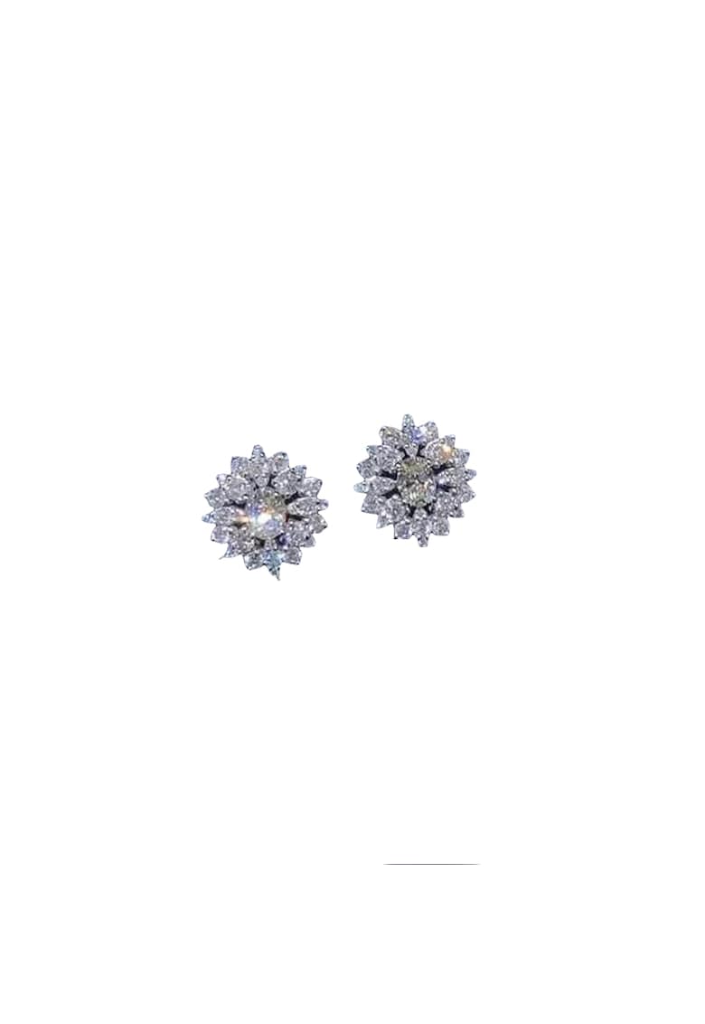 Cercei argintii -  forma de floare - cu pietre din zirconiu - 1.4 cm - Naranja C13