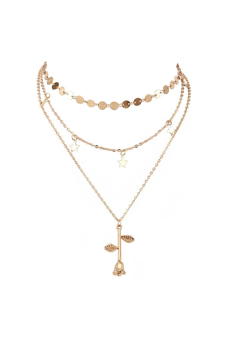 Colier in 3 straturi - auriu - cu stelute - Dorethea C24 -